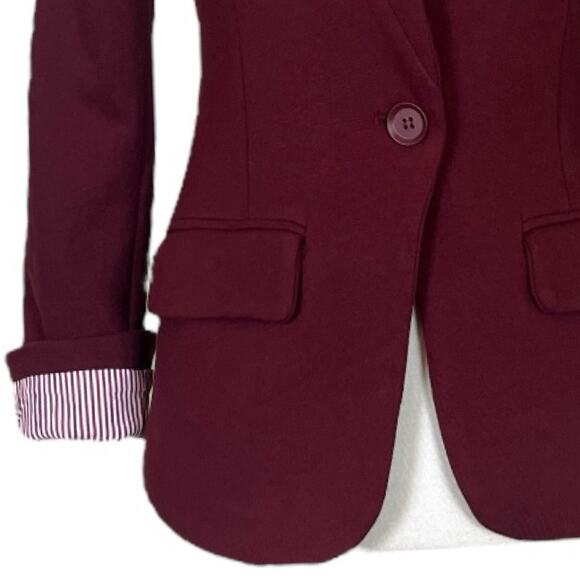 Gibson Knit Blazer Notch Collar Single Button Burgundy Women’s Size XS - Picture 10 of 12